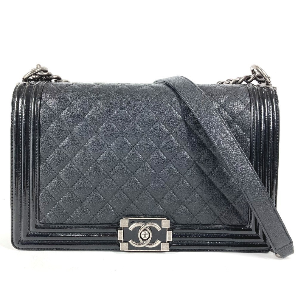 CHANEL A92193 Matelassé Quilted Boy Chanel Large 28 Bag Double Chain Flap Sho...